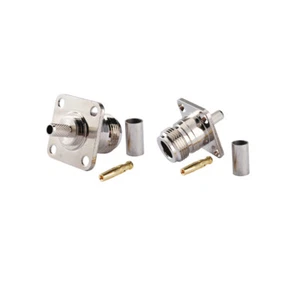 2-pack N Female Flange Mount Crimp RG58 LMR-195 RG400 RG142 Cable Connector - Picture 1 of 4