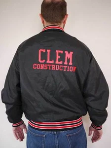 Vtg 70s Baseball CLEM Construction Quilt LIned Work Jacket USA Union Made L - Picture 1 of 7