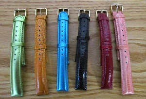 Invicta 16mm Watch Band Women's Leather Gold Buckle Watch Straps Lot of 6 - Picture 1 of 3