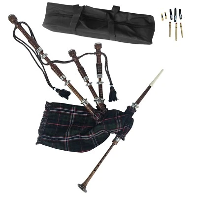 CELTIC Great Highland Bagpipe – Natural Wood, National Scottish, Reeds & Carry Bag