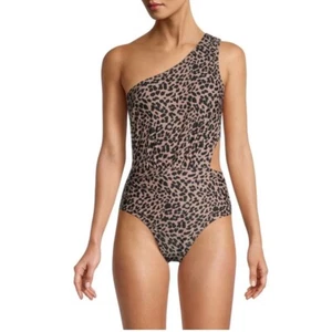 Sale!  $75 JONES NEW YORK Swimsuit One Shoulder Animal-Print/ Leopard size M - Picture 1 of 11