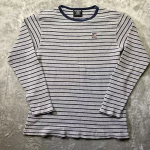 Polo Jean Ralph Lauren De Colección Para Hombre Grande Gris Rayas Térmico Manga Larga - Imagen 1 de 7