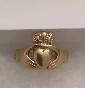 Anillo Claddagh Irlandés Oro 14k Estate 5.9 gramos Talla 7.5 por PG Marcado 14k - Imagen 1 de 8
