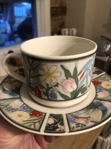Vintage Lynn’s Coffee Tea Cup Birds Flowers Tropical Retro 6 Cups 6 Saucers - Picture 1 of 11