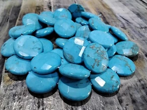 Natural Howlite, Faceted Flat Round, 20x5-6mm ,20 pce Strand. Dyed, Free post - Picture 1 of 3
