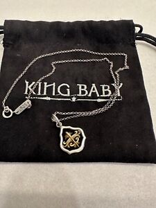 King Baby Studio Sterling Silver KB Scroll Micro Chain and Pendant .925 Queen