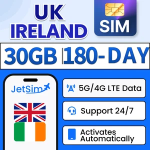 Wielka Brytania i Irlandia eSIM - 30GB High-Speed, 180-dniowa / podróżna karta SIM - Zdjęcie 1 z 6