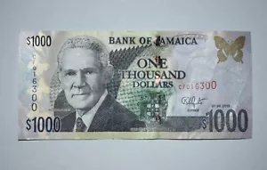 Jamaican 1000 Dollar Bill Series 2015 Obverse Manley Reverse Jamaica House - Picture 1 of 6