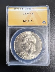 1776-1976-S | Dollaro Argento Bicentenario | ANACS MS67 | Finitura Bianco Scoppio - Foto 1 di 2