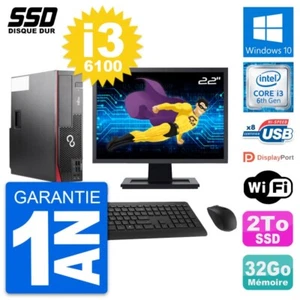 PC Fujitsu D556 Dt Pantalla 22" Intel Core i3-6100 RAM 32Go GB 2To Windows 10 Wi - Imagen 1 de 8