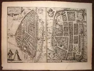 carte geographique ville de CHARTRES et CHATEAUDUN par BRAUN et HOGENBERG - Imagen 1 de 4