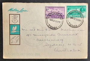 1962 Tonga Canoe Mail Cover ties 2 stamps cd Niuafoou-Castlecrag - Picture 1 of 2