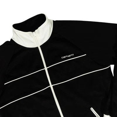 Chaqueta deportiva Carhartt Fitness Track estilo Y2K negra blanca cremallera completa grande Foto 1 de 4