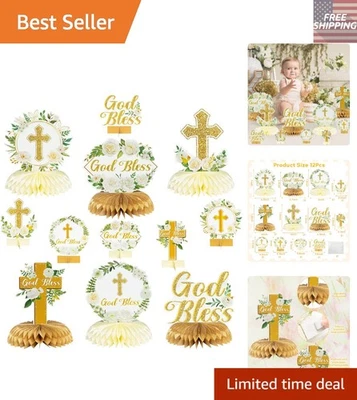 Centros de mesa florales 3D de panal - 12 piezas decoración de fiesta que Dios bendiga para todas las ocasiones Foto 1 de 4