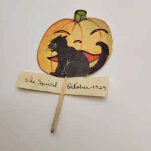 1929 Halloween Decoration Black Cat Pumpkin Kentucky The Guild - Picture 1 of 3
