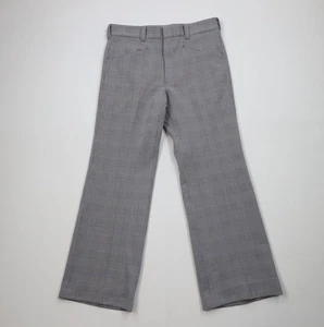 Vintage 70s Levis Mens 32x30 Houndstooth Plaid Knit Bell Bottoms Chino Pants USA - Picture 1 of 13