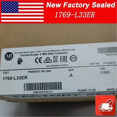 AB 1769-L33ER SERA CompactLogix 2MB Enet Controller New Factory Sealed 1769L33ER - Image 1 of 4