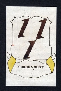 1800 Coddenoort Emblem Nobility Coat of Arms Heraldry Copperplate Engraving - Picture 1 of 1