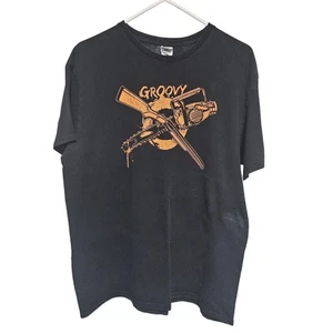 Camiseta De Colección Rara Para Hombre Negra "Groovy" Evil Dead Película de Terror Ceniza - Grande - Imagen 1 de 4