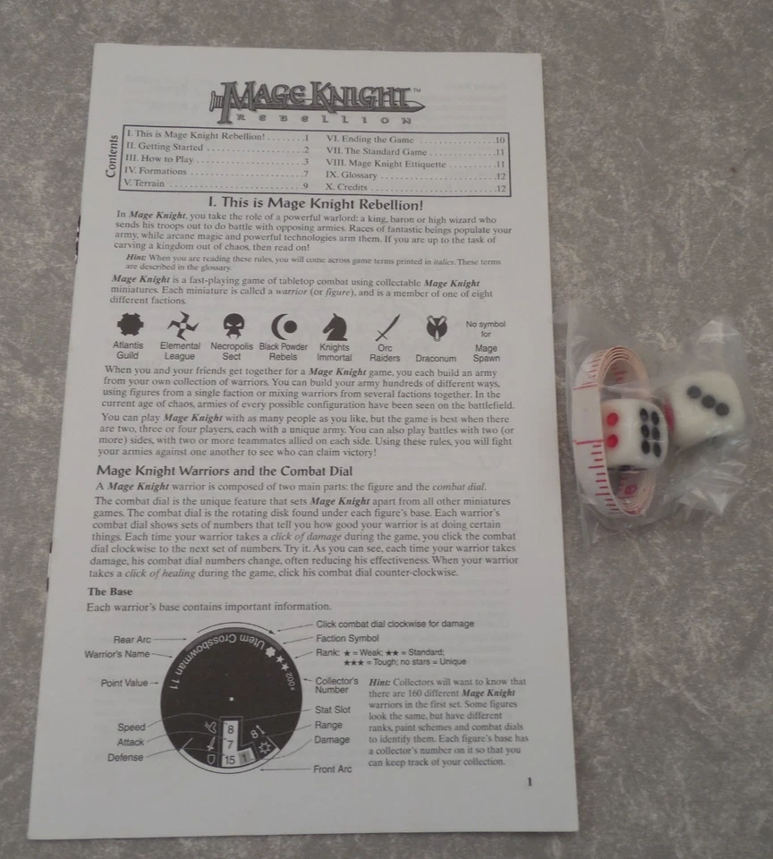 MAGE KNIGHT REBELLION 初学者套装,WIZKIDS,2000 年,规则,骰子与灵活统治者 — 第 1/1 张图片