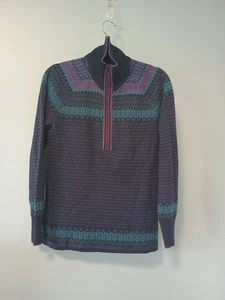 Eddie Bauer Fair Isle Sweater Women's M Viloft 1/2 Zip Pullover Preppy - Picture 1 of 11