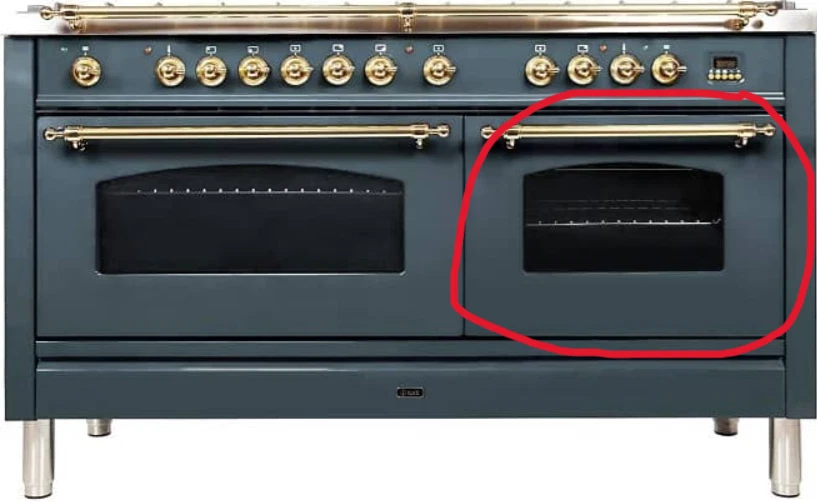 ILVE Nostalgie Dual Fuel Range 2nd Oven Door Blue Green w/Brass Handle ~ U1-5a - Image 1 of 4