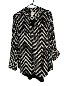 Chicos Mod Art Print Geometric Dopamine Dressing Y2K  Top Blouse sz 2 / L (15 - Picture 1 of 9
