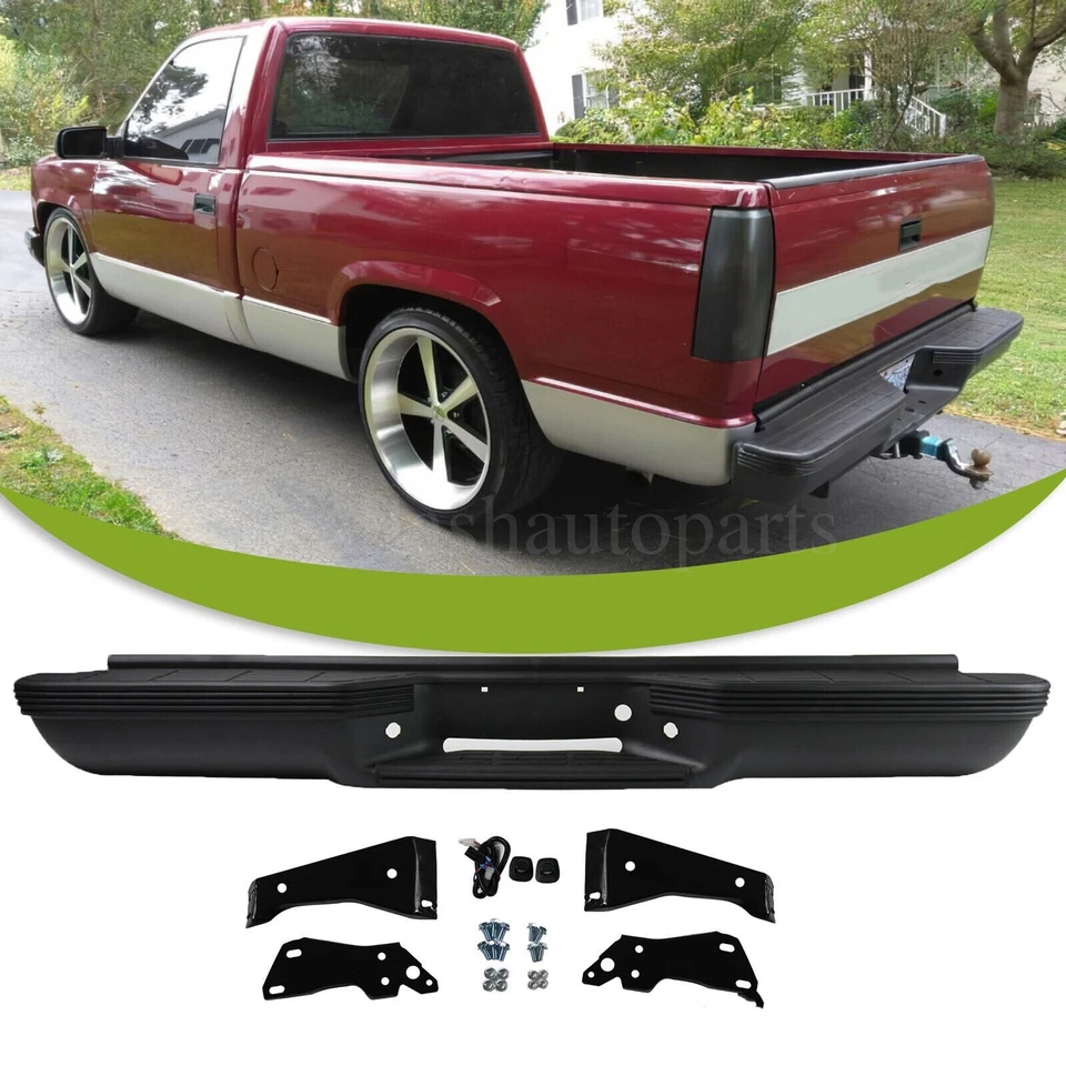 Black Rear Step Bumper Assembly Fit For 1988-2000 Chevy Silverado GMC Sierra Foto 1 de 4