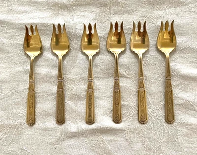 Gorham St. Dunstan Chase Cucharas/Porks de plata esterlina lavado en oro, con mono #6 Foto 1 de 3