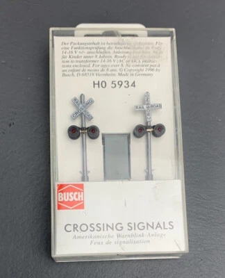 HO Scale Busch 5934 United States Style Crossing Signals 2 w/Control Unit HO3562 - Image 1 of 4