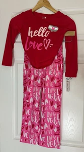 MAX & OLIVIA Big Girls Hearts Long Leg Pajama, 2 Piece Set, Size Small 6/6X NWT - Picture 1 of 5