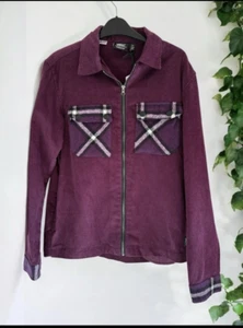 WESC Nick Cord Unisex Shirt Jacket - Size S/M - Purple Plaid Pocket Corduroy - Picture 1 of 2