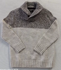 Urban Pipeline Ribbed Shawl Collar Pullover Sweater Brown Cream Color Block Smal - Picture 1 of 9