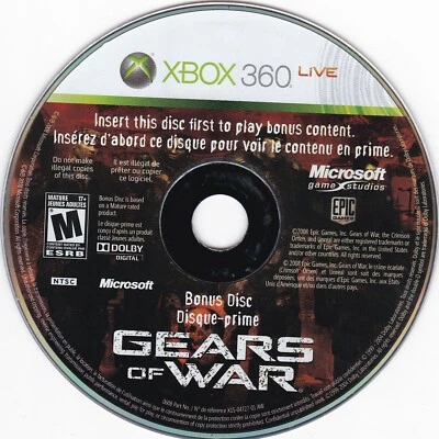 Gears of War (Microsoft Xbox 360, 2008) **BONUS DISC ONLY** - Image 1 of 2
