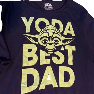 Star Wars Black Med Navy Yoda Best Dad Short Sleeve T-shirt - Picture 1 of 3