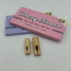 Pink or Purple Blazy Susan King Size Slim Rolling Papers + Tips + Tray - Picture 1 of 9