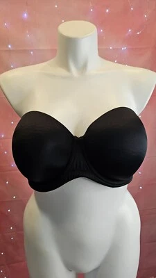 Sexy sujetador sensual acolchado sin tirantes negro con aros Cacique para mujer talla 44D Foto 1 de 4