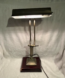 Vintage Brushed Nickel Articulating Desk Lamp 18” T x 9" W - Picture 1 of 9