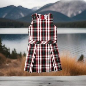 Vintage Royal Park School Uniform Dress Skirt Girls 7 Plaid Pleated Red/Green - Picture 1 of 8