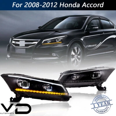 Pair VLAND For 2008-2012 Honda Accord LED Smoked Projector Headlights Signal Bar - Imagem 1 de 4