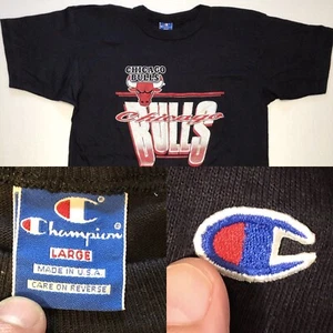 NOS New Vintage 90's Champion LoGo USA Made NBA Chicago Bulls Basketball T-Shirt - Picture 1 of 11