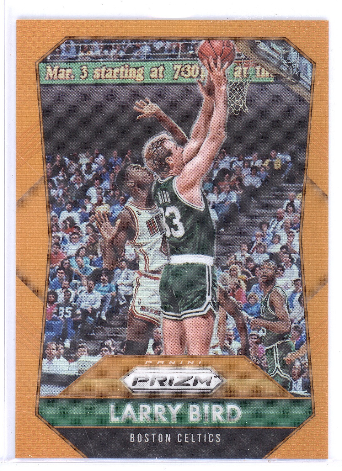 LARRY BIRD 2015-16 PANINI PRIZM BASKETBALL #261 ORANGE /65 BOSTON CELTICS NM-MT
