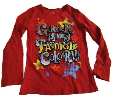 Camisa Pullover Place Glitter is my Favorite Color Gráfico Niñas Rojo M (7/8) G001 Foto 1 de 4