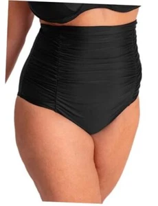 Women Ruched High Waisted Bikini Bottom Swimsuit, Tummy Control X-Large Black - Picture 1 of 7