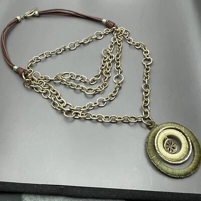 Collar Sigrid Olsen Círculo Verde Colgante Cadena 4 Hilos Boho Étnico Foto 1 de 4