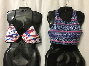 Women Bikini Tops ONLY(2) Size Large Swim Top Padded Multicolor Beach Vacation - Picture 1 of 8