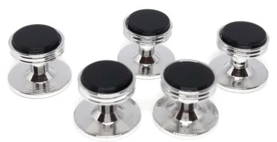 ONYX / RHODIUM TUXEDO SHIRT STUDS  MANUFACTURERS DIRECT PRICING!!!  - Image 1 of 4