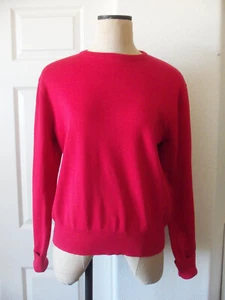 Vintage POLO Ralph Lauren Red 100% Pima Cotton Knit Crew Neck Sweater - M - Picture 1 of 7