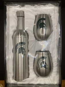 Michigan State Spartan Stainless 28 oz Bottle, 2-12 oz Tumblers. Memory Co.  *5 - Picture 1 of 3