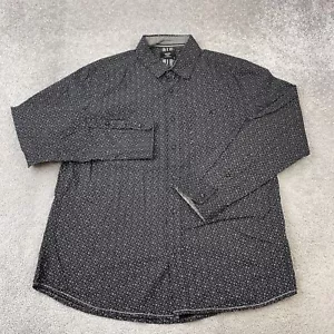 Level Ten Button Up Shirt Men's Large Black Geometric Cotton Long Sleeve - Picture 1 of 9